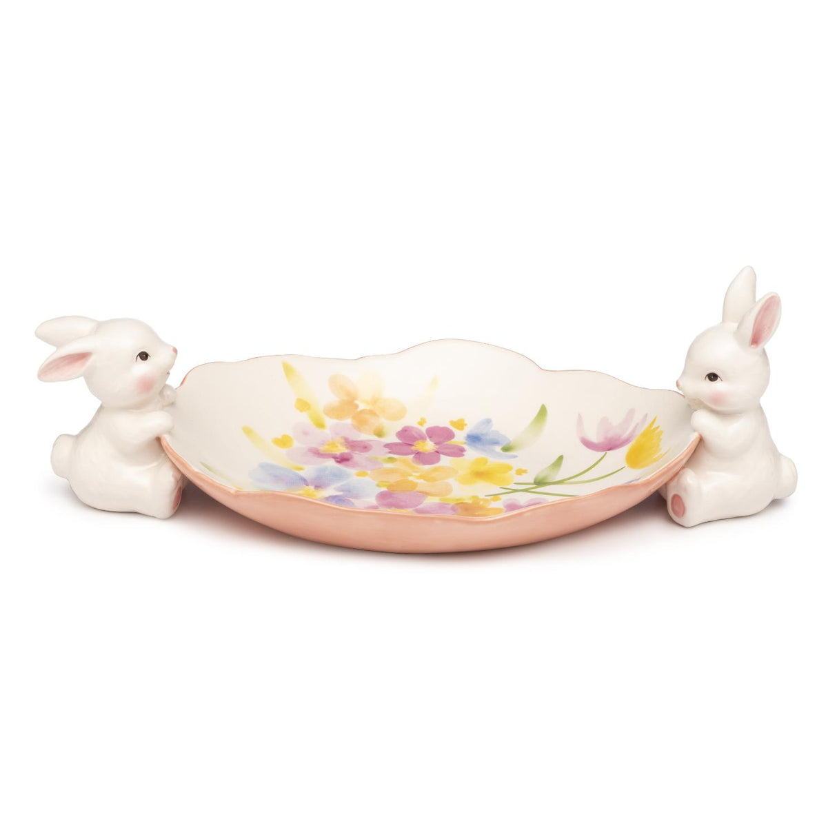 PALAIS ROYAL Coppa Ciotola con Conigli 32,5cm Ceramica Decorazione Pasquale