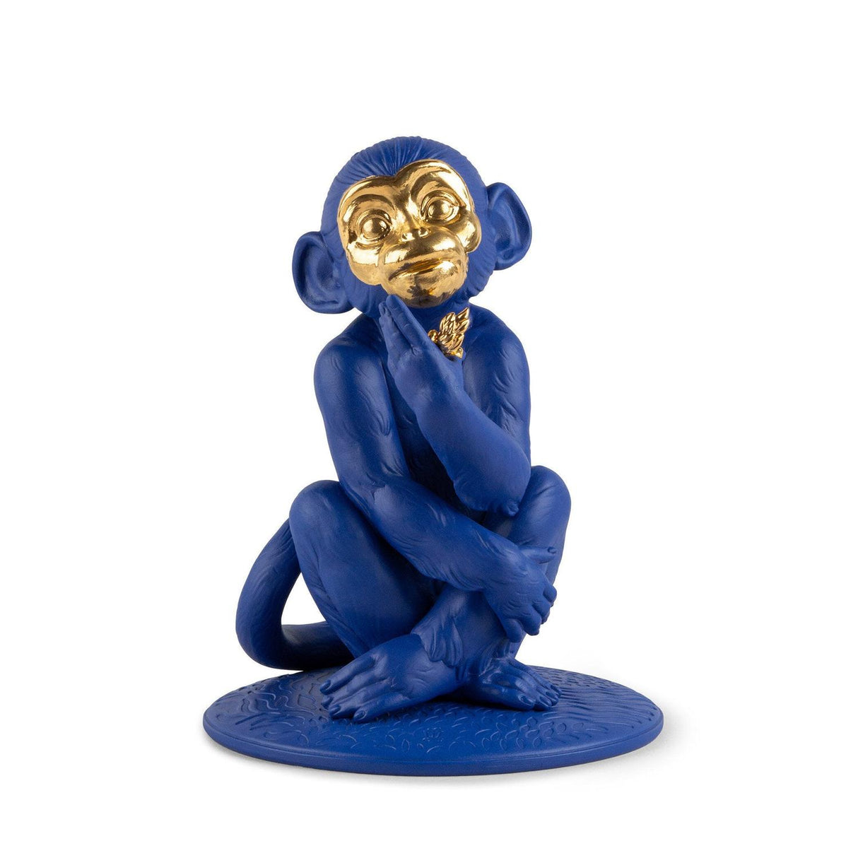 LLADRO' Scultura Piccola Scimmia Blu Oro Serie Limitata 23x17cm Porcellana