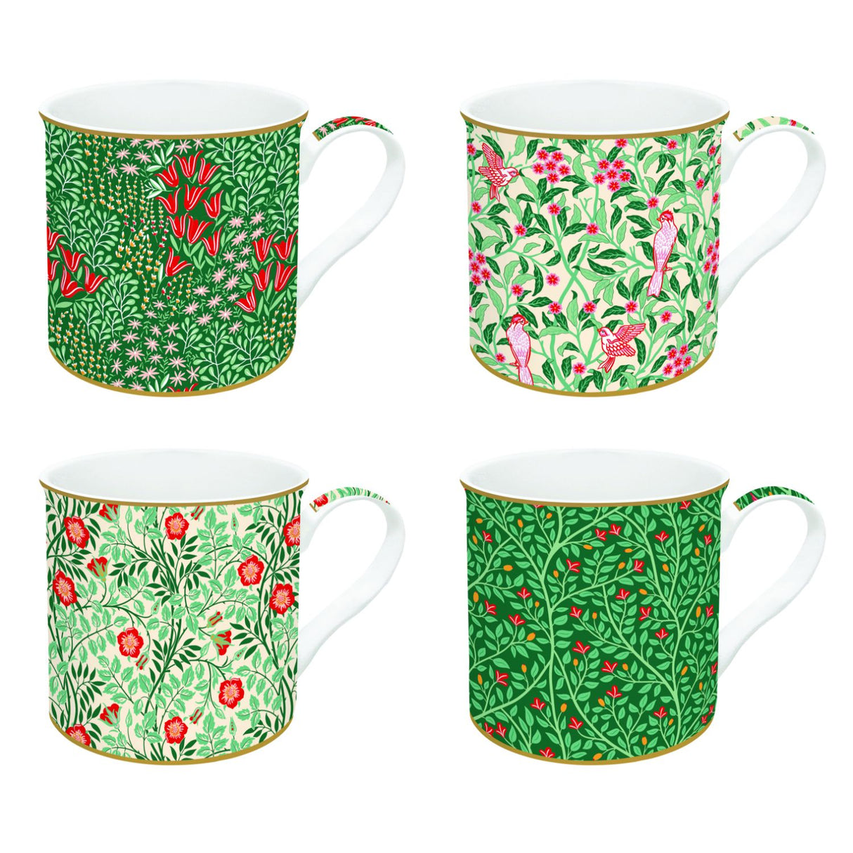 EASY LIFE Floral Fantasy Set 4 Pieces Mugs 300ml Porcelain