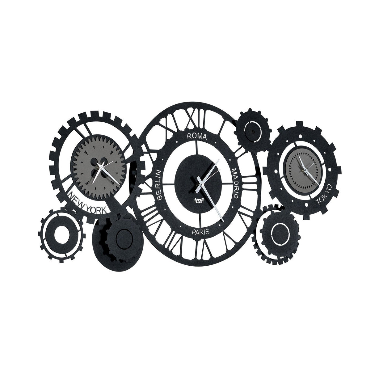 ARTI & MESTIERI Orologio da Parete Particolare Fuso Meccano Nero E Fango