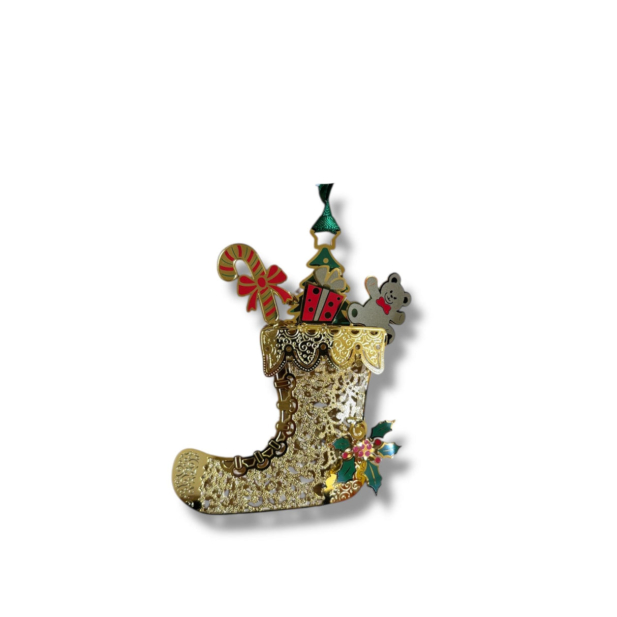 PALAIS ROYAL Addobbo Natalizio Pendaglio Calza di Natale Oro Metallo 6x9 cm