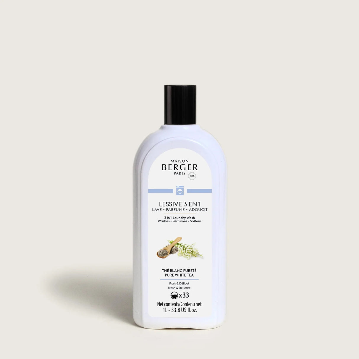 LAMPE BERGER Detersivo Ammorbidente Profumo Bucato 3 in 1 Thé Blanc Pureté 1L