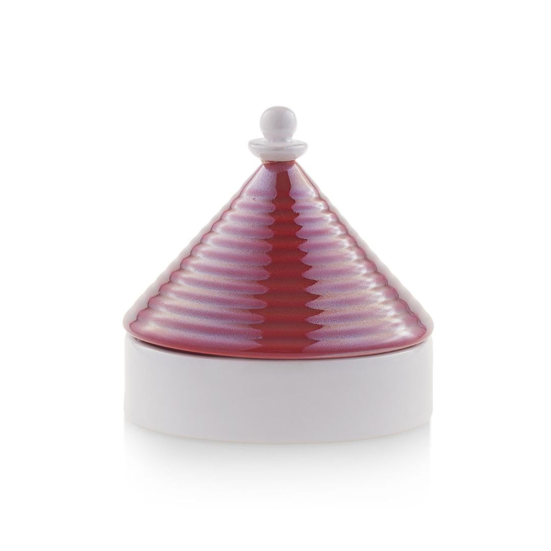 EMÒ ITALIA Storage Box with Lid Trullo Pugliese Red White Ceramic 9 cm