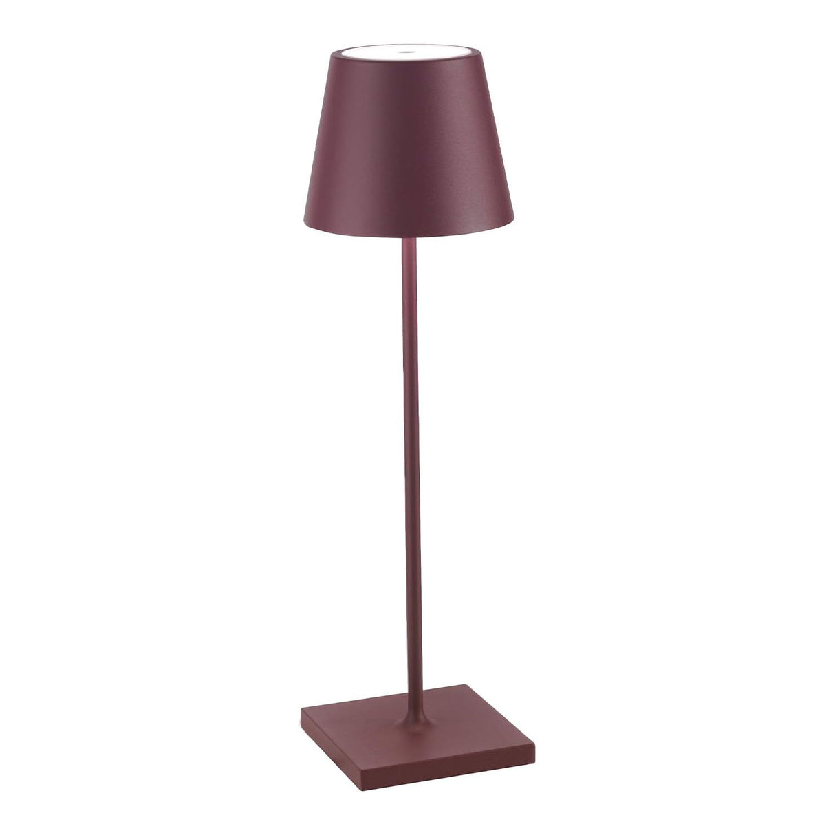 ZAFFERANO Poldina PRO Lampada da Tavolo 38cm LED Ricaricabile Senza Fili Bordeaux Alluminio