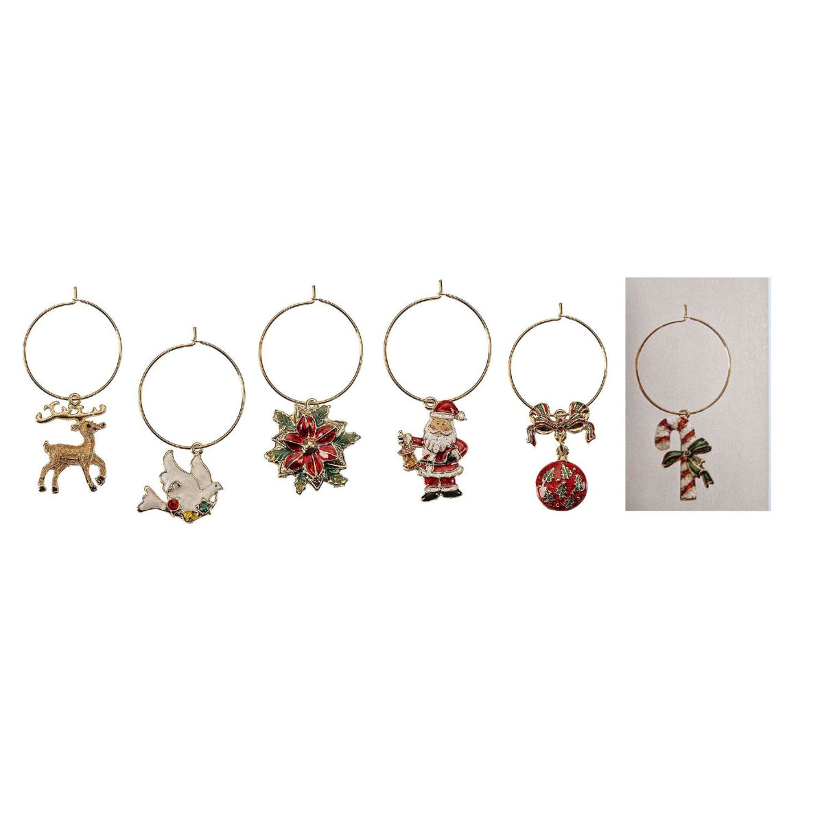 NOEL by Lamart Set 6 Segnabicchieri Natalizi 2cm in Metallo Tavola di Natale