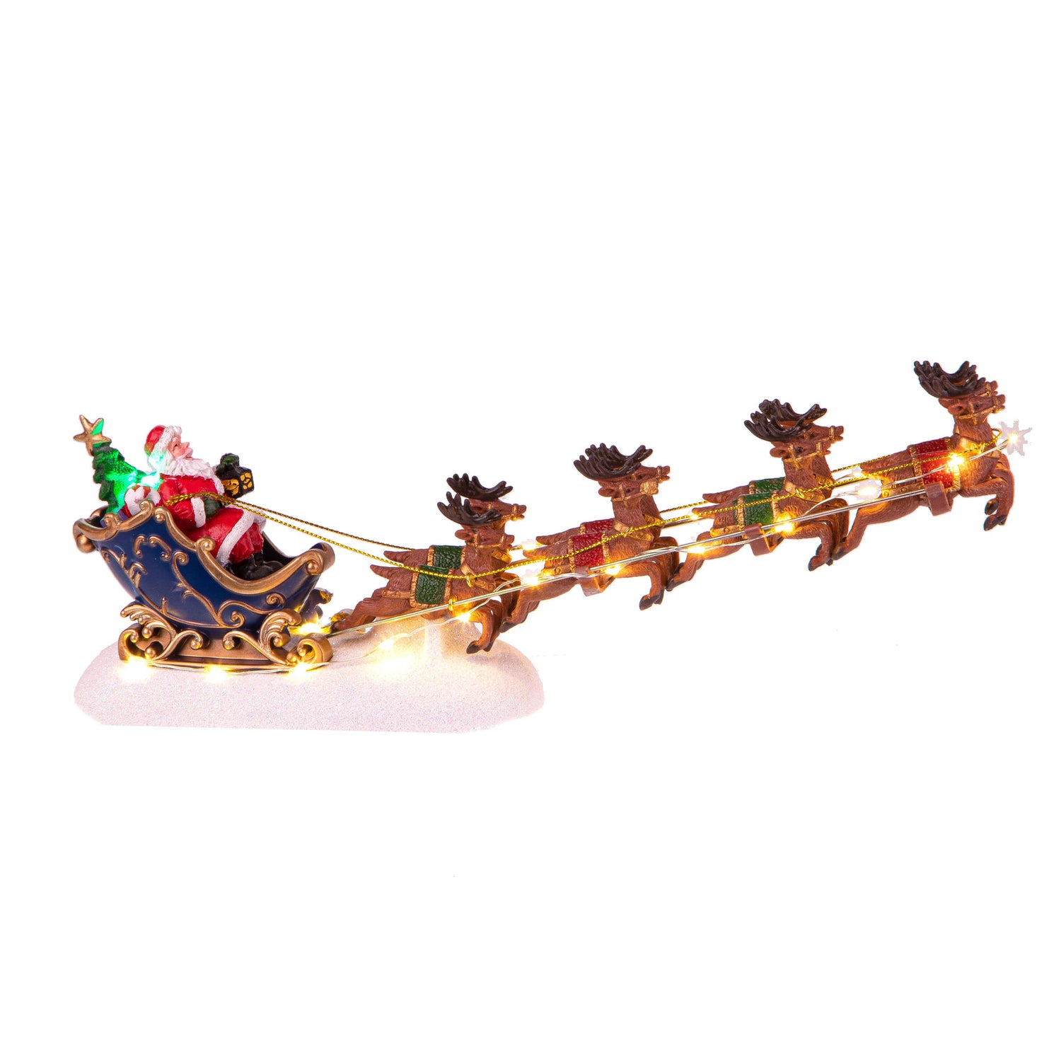 BIANCHI DINO -Santa Slitta Volante LED Decorazione Natalizia 31,5 cm Resina