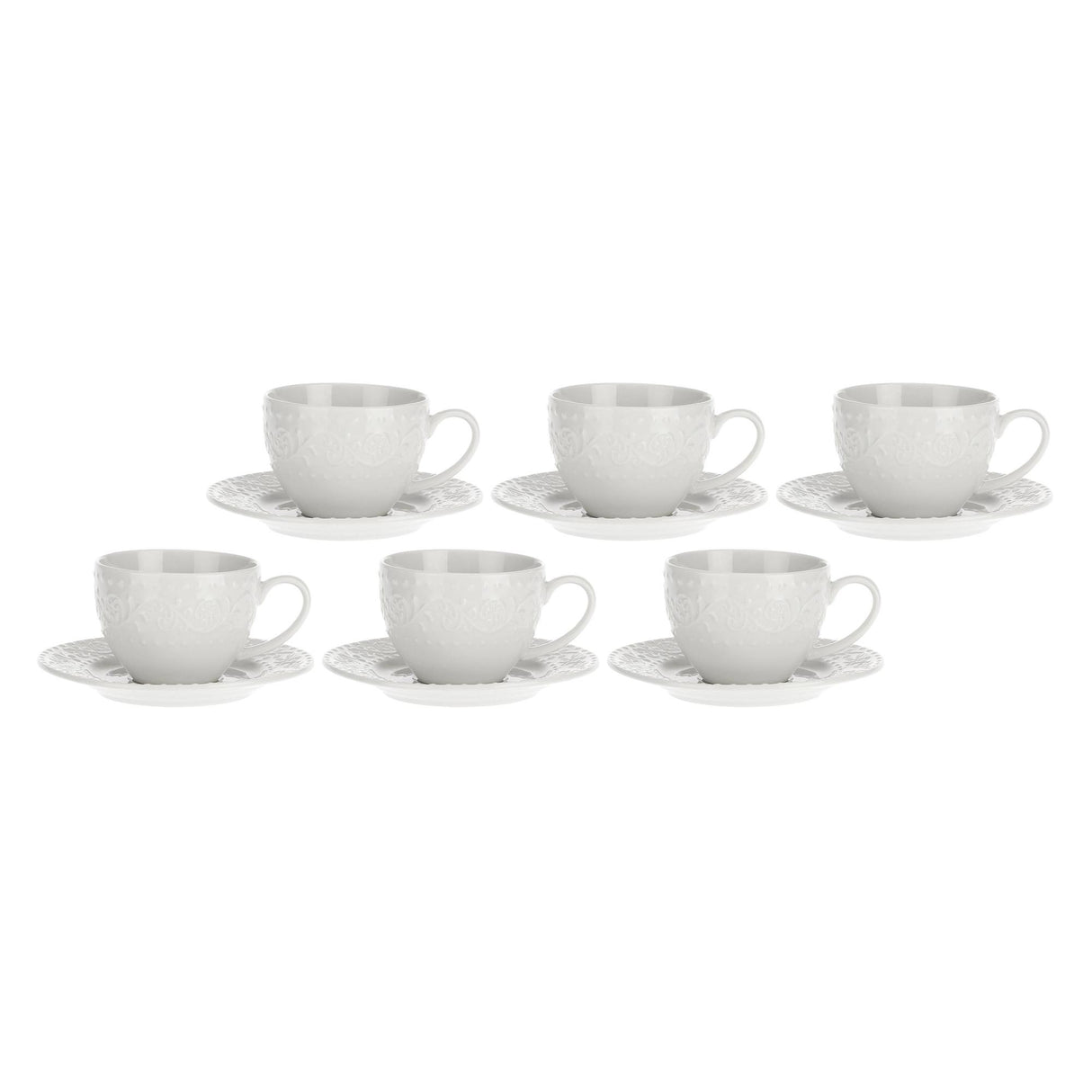 LA PORCELLANA BIANCA Sognante Tazza Te con Piattino Set 6 Pezzi 350ml Bianco Porcellana