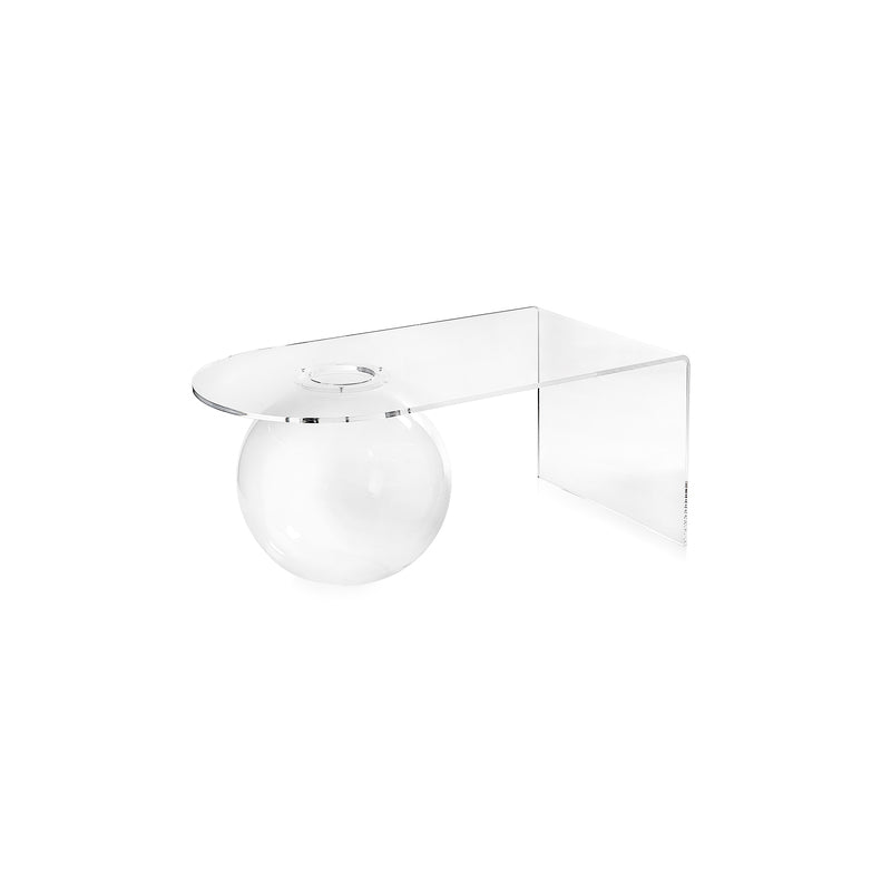 Tavolino Boolla Iplex in PMMA trasparente con base sferica 90x48x41 cm