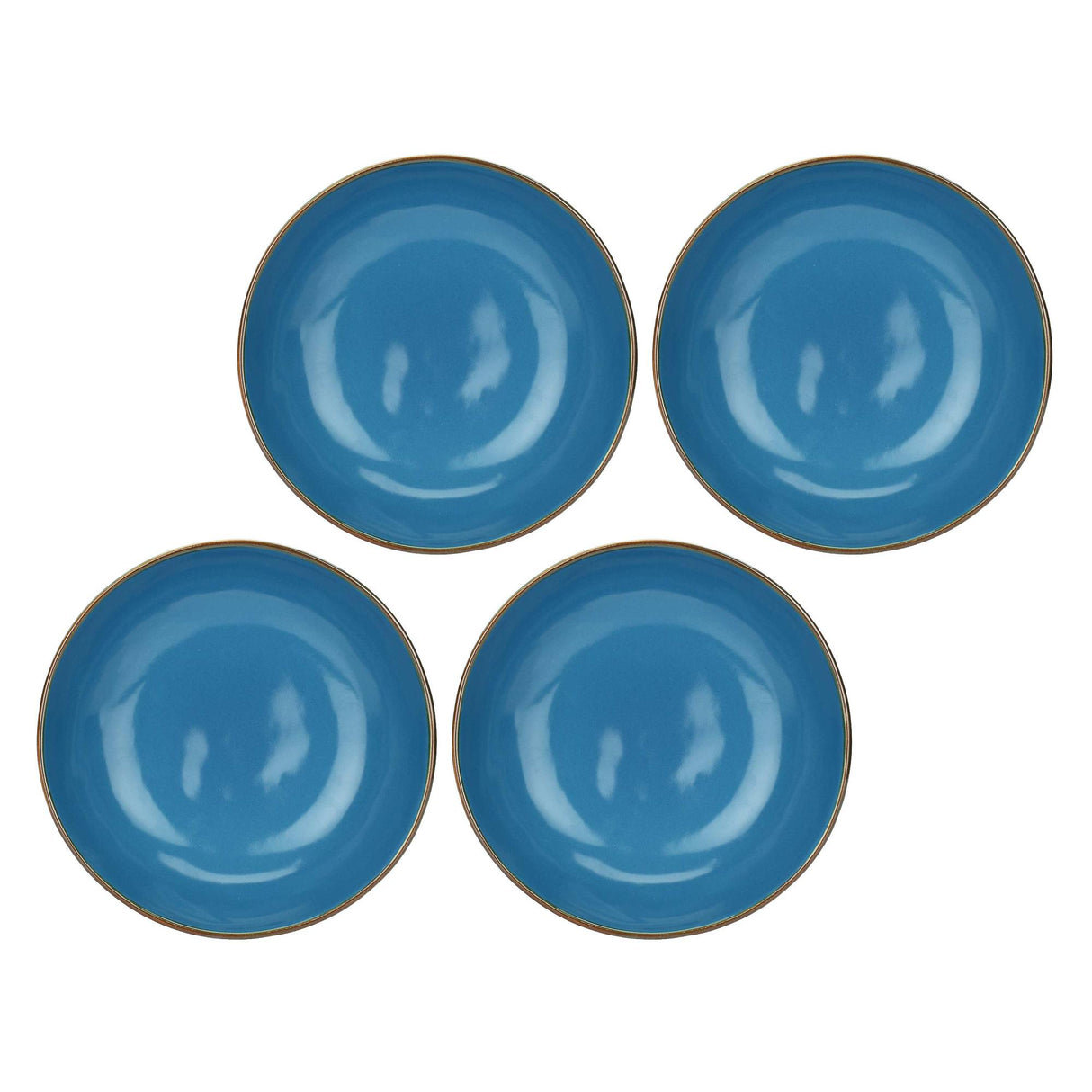 ROSE & TULIPANI Concerto Piatto Fondo Blu Avio 21cm Set 4 Pezzi Stoneware