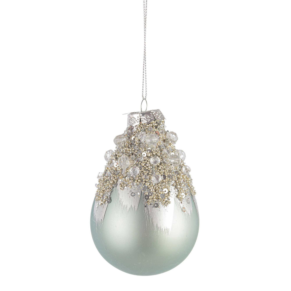 BIZZOTTO Goccia Addobbo di Natale Gleeful Verde Acqua 9cm Vetro