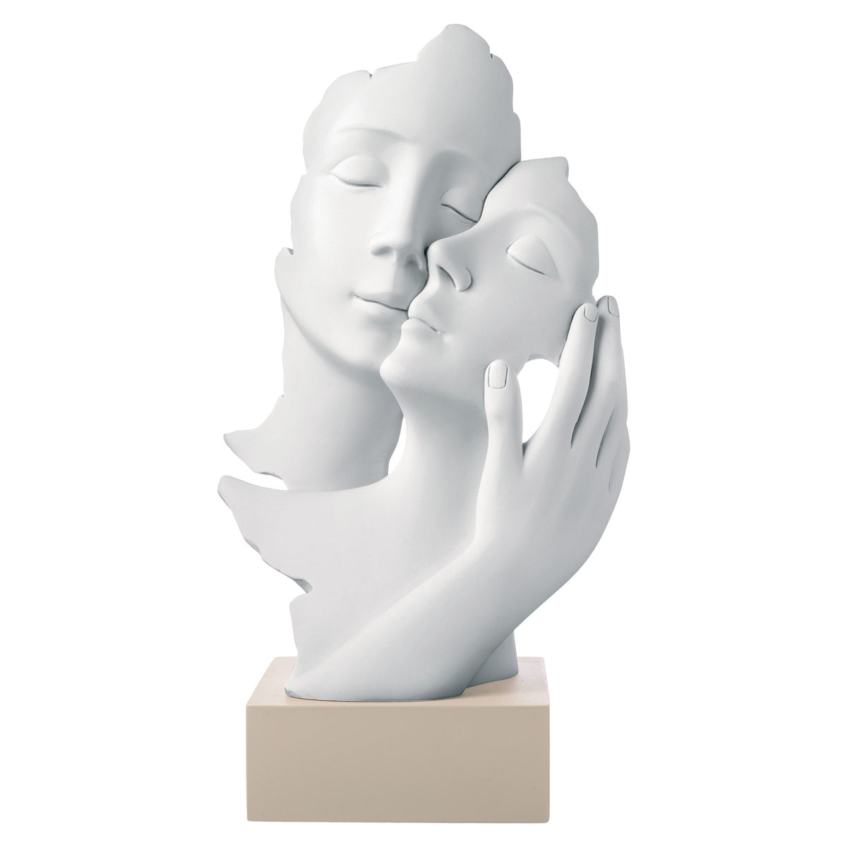 BONGELLI PREZIOSI Figure Statue Modern Stylized Loving Couple Embrace 17cm Marmorino Hazelnut Base
