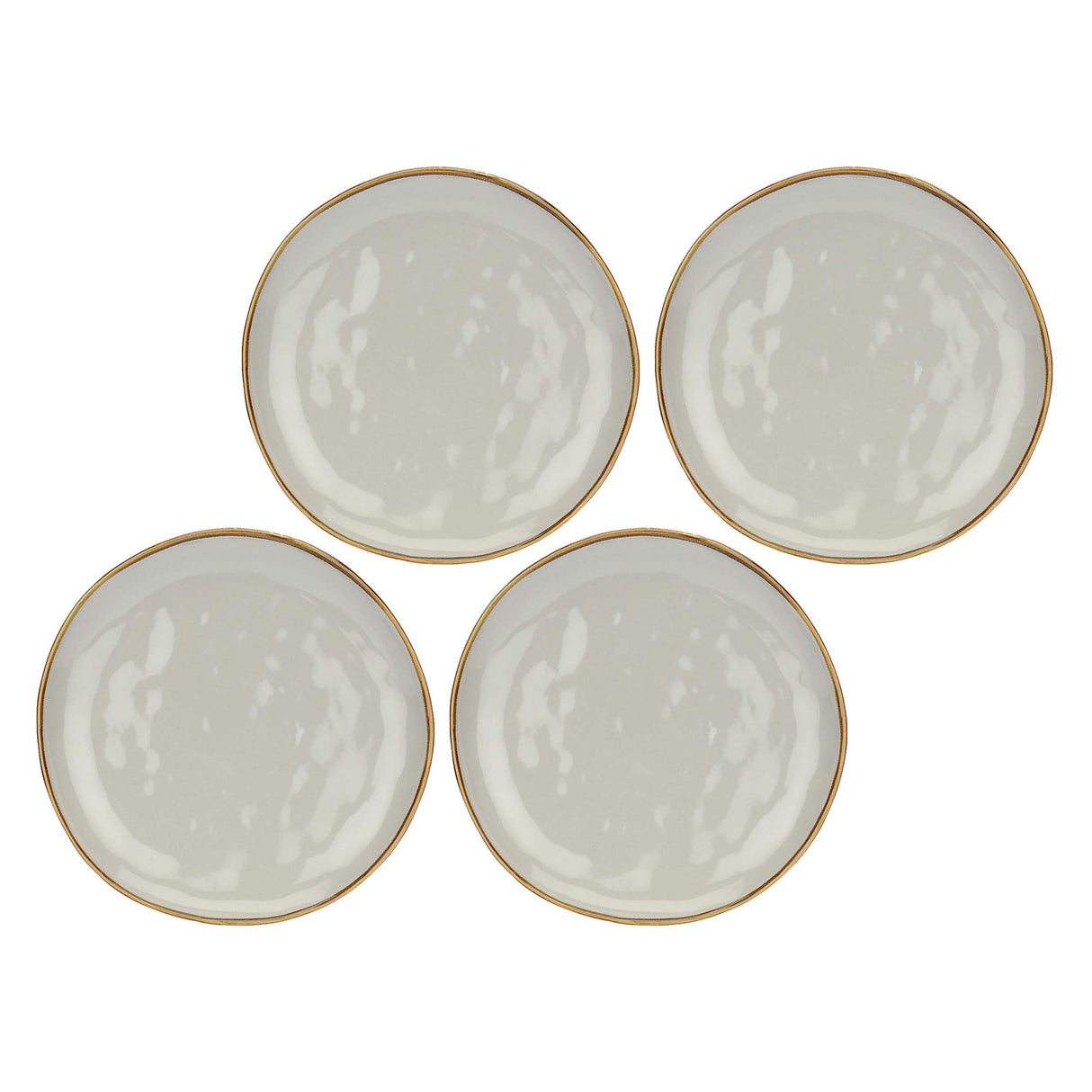 ROSE & TULIPANI Concerto Piatto Piano Grigio Perla 27cm Set 4 Pezzi Stoneware