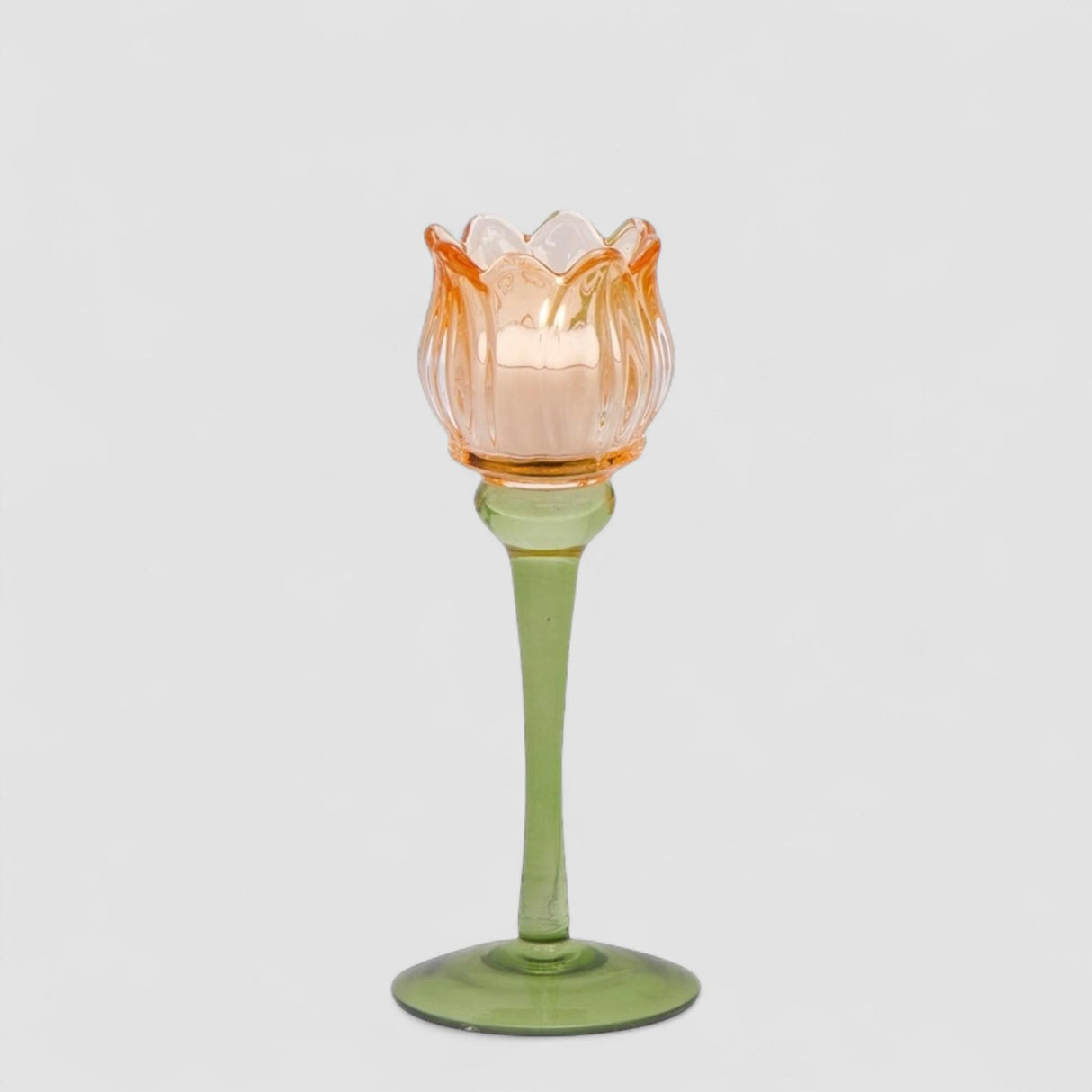 EDG Enzo De Gasperi Portacandela Tulipano 22cm Arancio Vetro