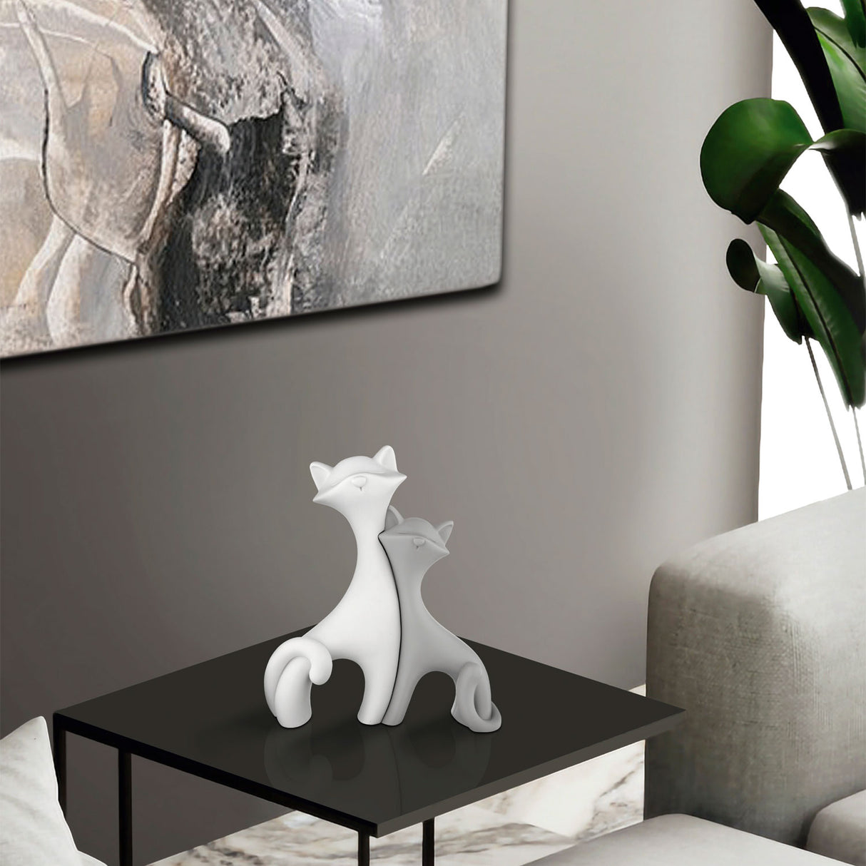 BONGELLI PREZIOSI Coppia Gattini 12x11cm Grigio Marmorino