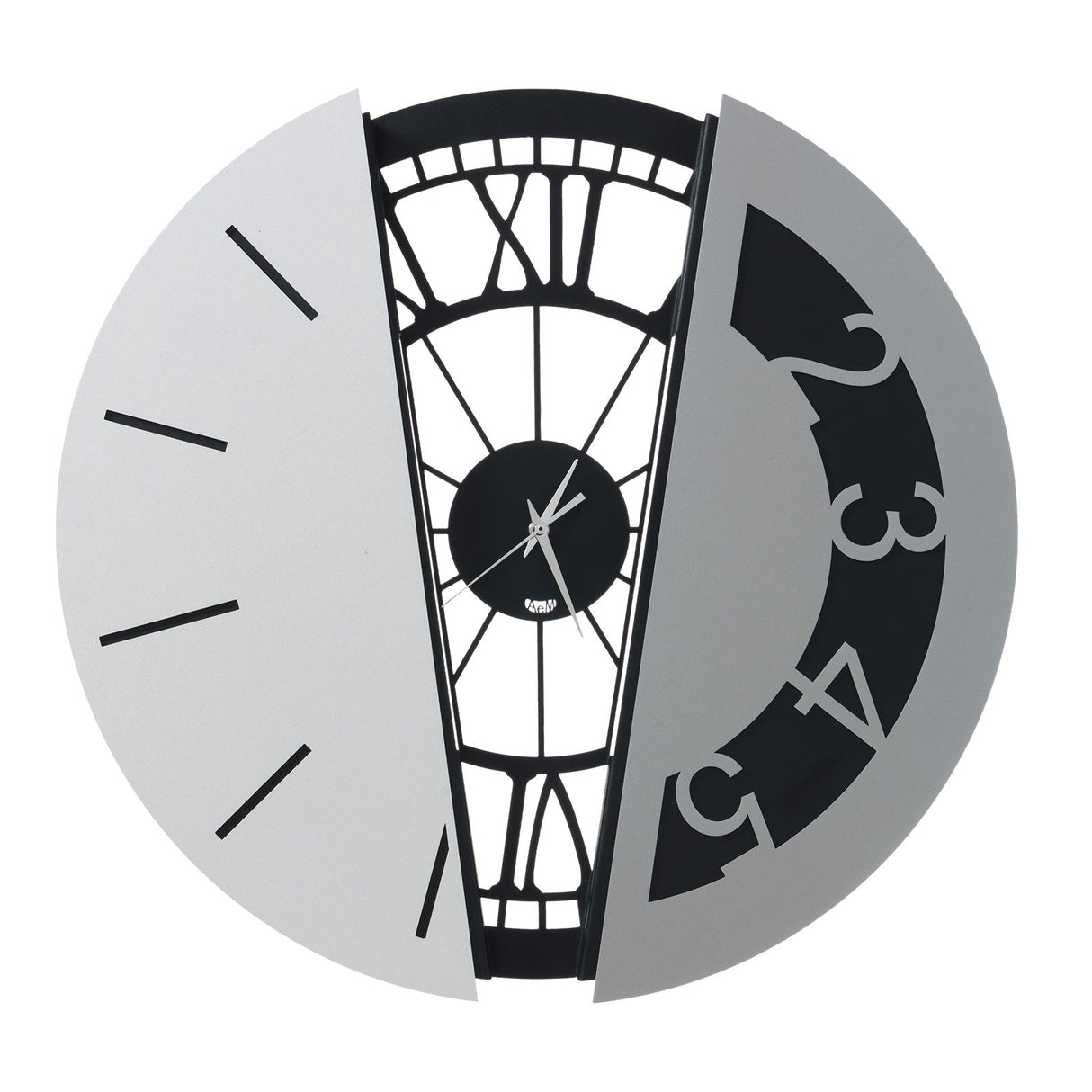 ARTI & MESTIERI Orologio da Parete di Design Composto Metamorphosi Nero, Bianco Marmo E Alluminio