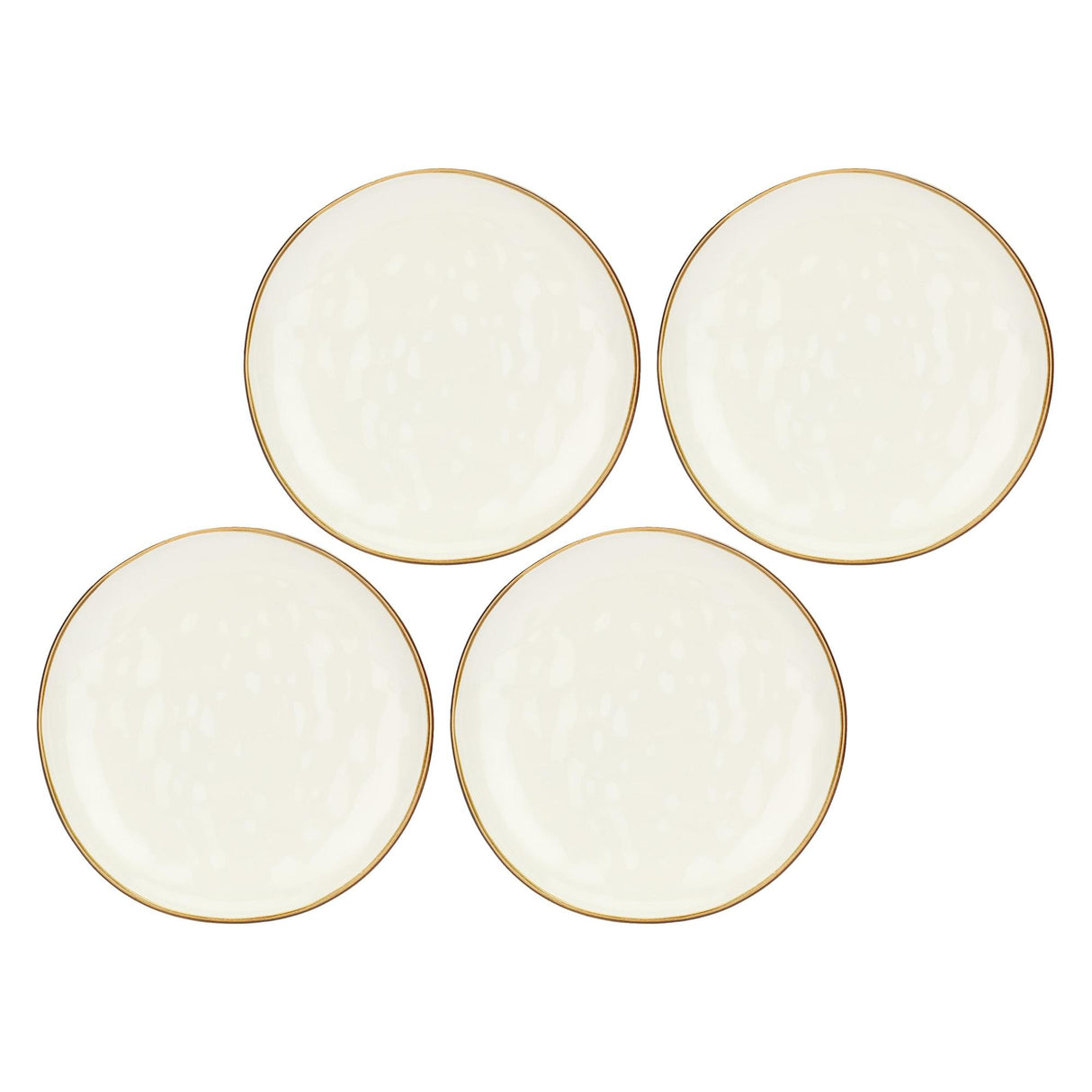 ROSE & TULIPANI Concerto Piatto Piano Avorio 27cm Set 4 Pezzi Stoneware