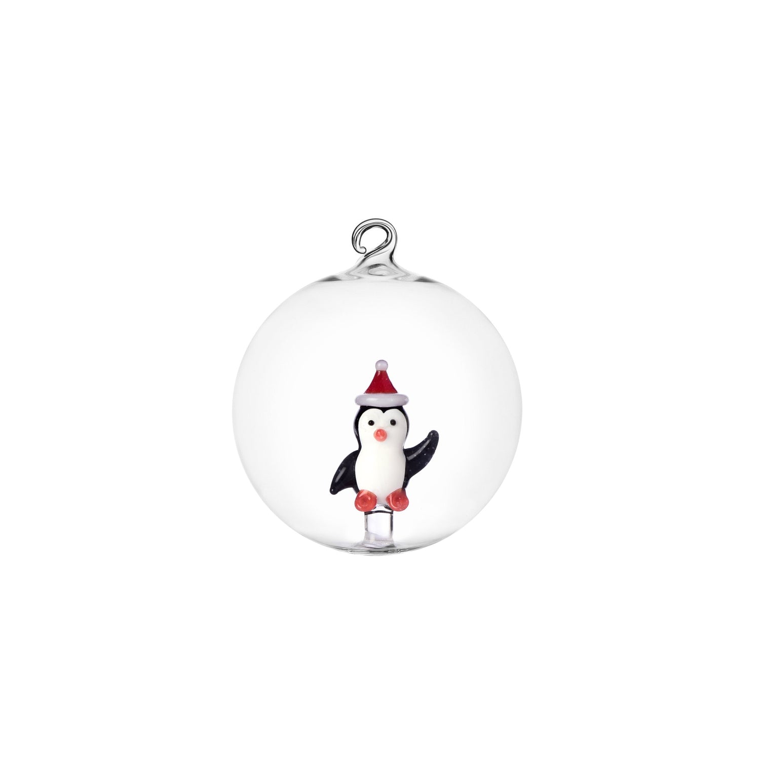 ICHENDORF Christmas Tales Pallina di Natale Pinguino con Cappello Natale 8cm Vetro Borosilicato