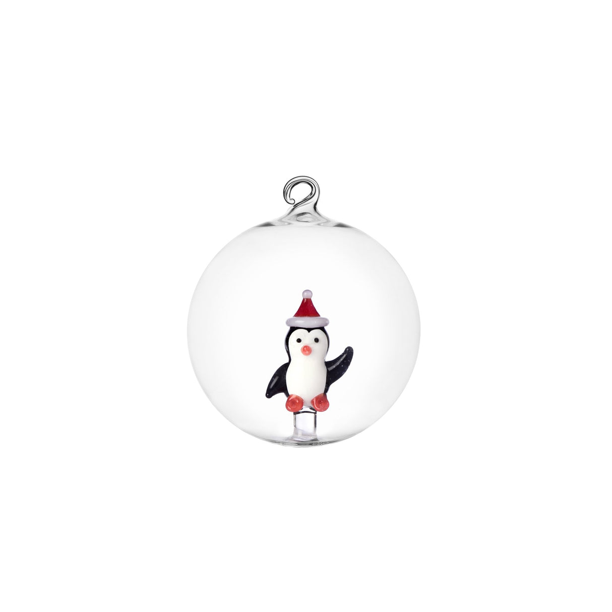 ICHENDORF Christmas Tales Pallina di Natale Pinguino con Cappello Natale 8cm Vetro Borosilicato