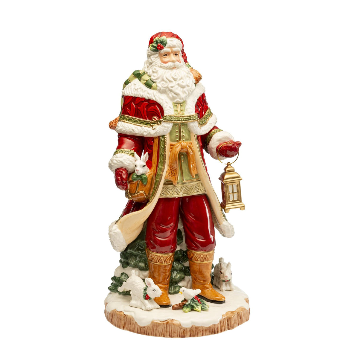 FITZ & FLOYD Figura Statuina Babbo Natale 50cm Rosso Porcellana Decorazione di Natale
