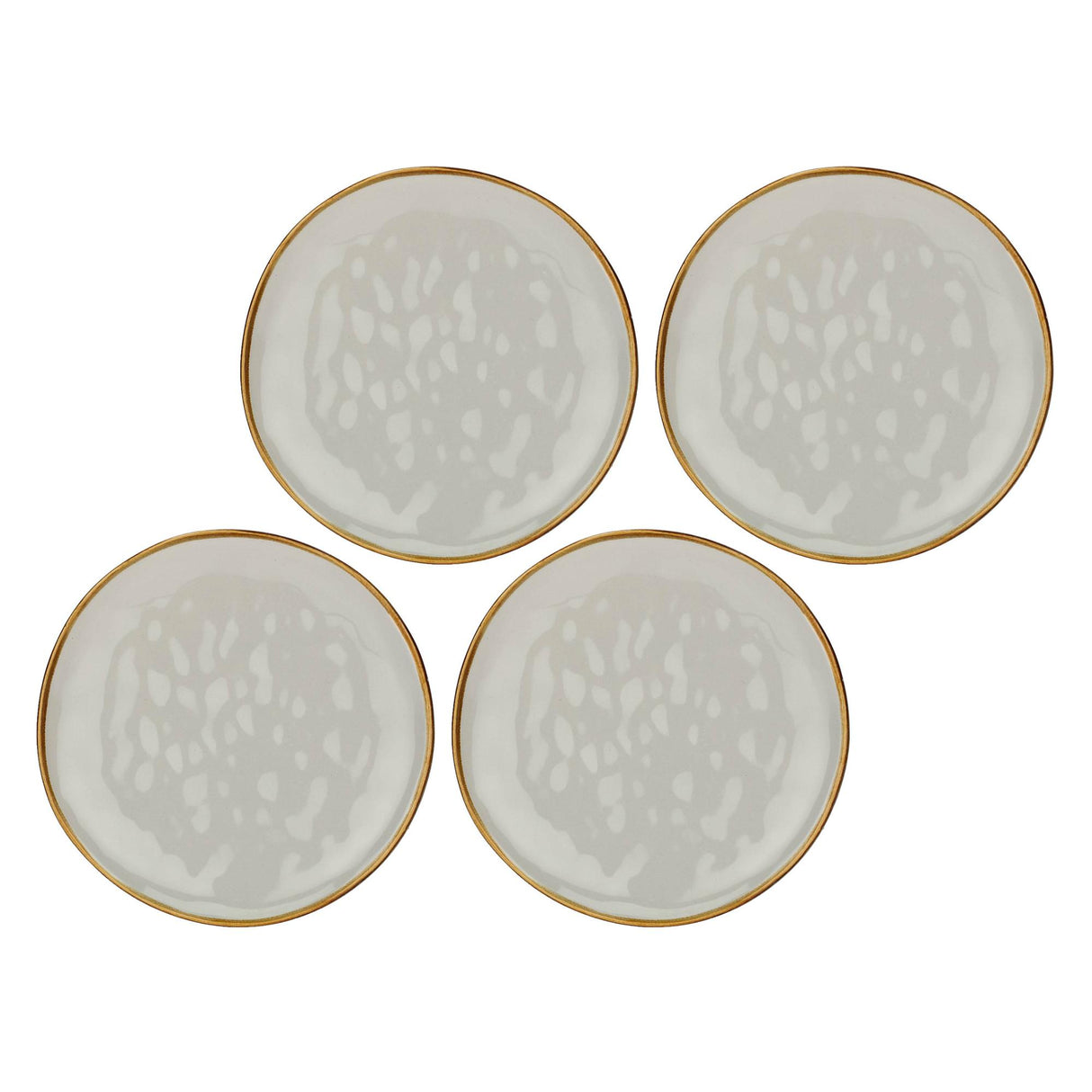 ROSE & TULIPANI Concerto Piatto Frutta Grigio Perla 20cm Set 4 Pezzi Stoneware