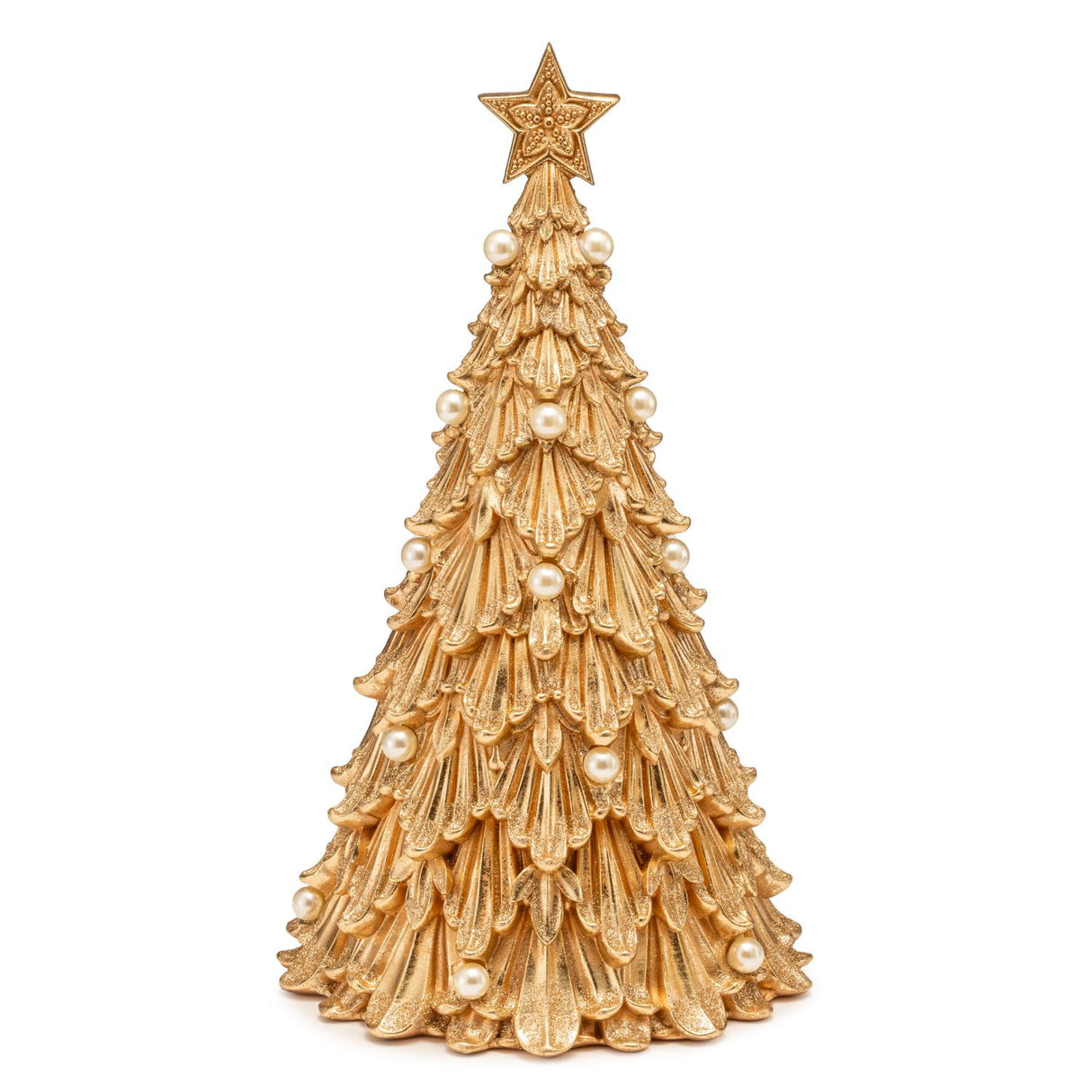 PALAIS ROYAL Albero di Natale con Perle Decorazione Natalizia 36x21cm Oro Resina