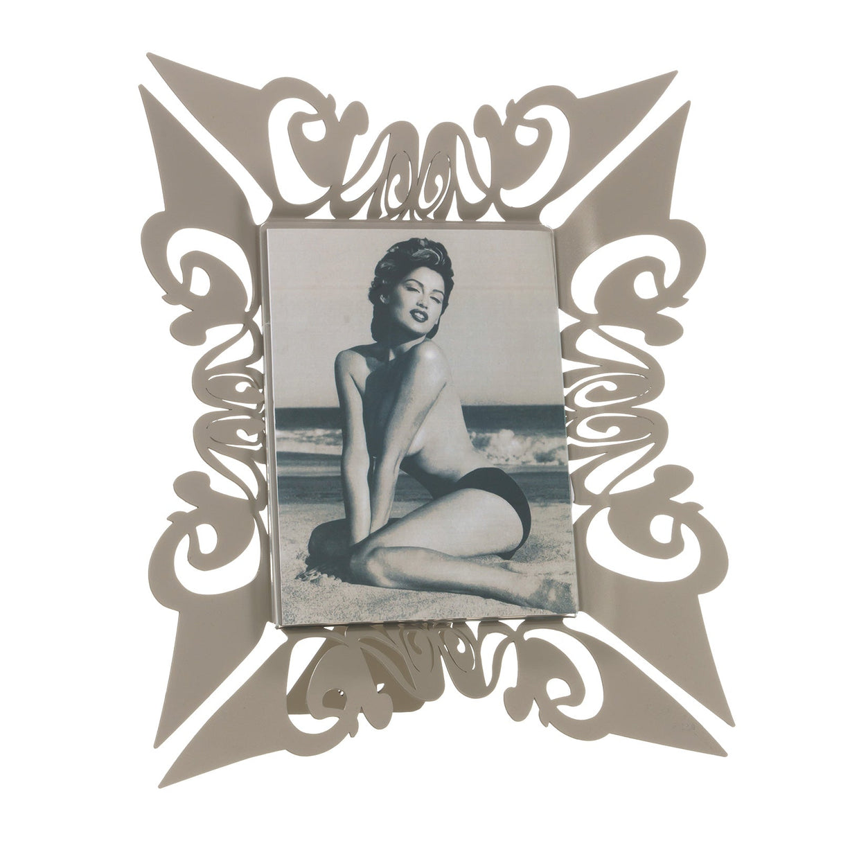 ARTI & MESTIERI Cornice Portafoto Decorata Verticale Vanity Sabbia