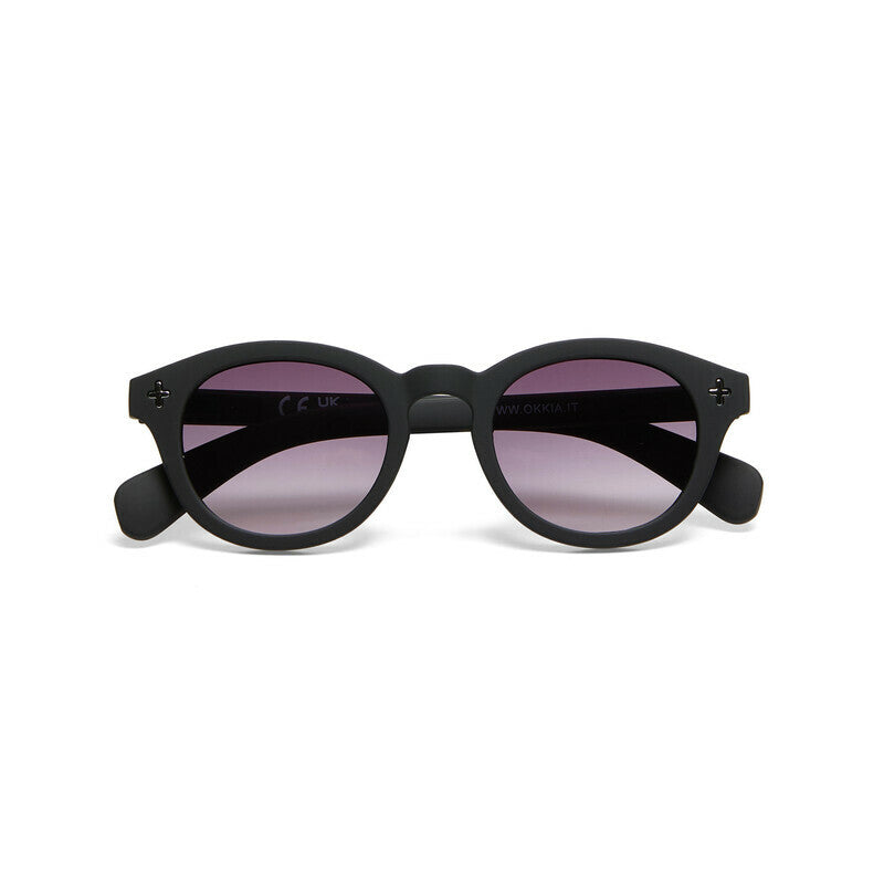 OKKIA Milano Occhiali da Sole Unisex Rotondo Nero