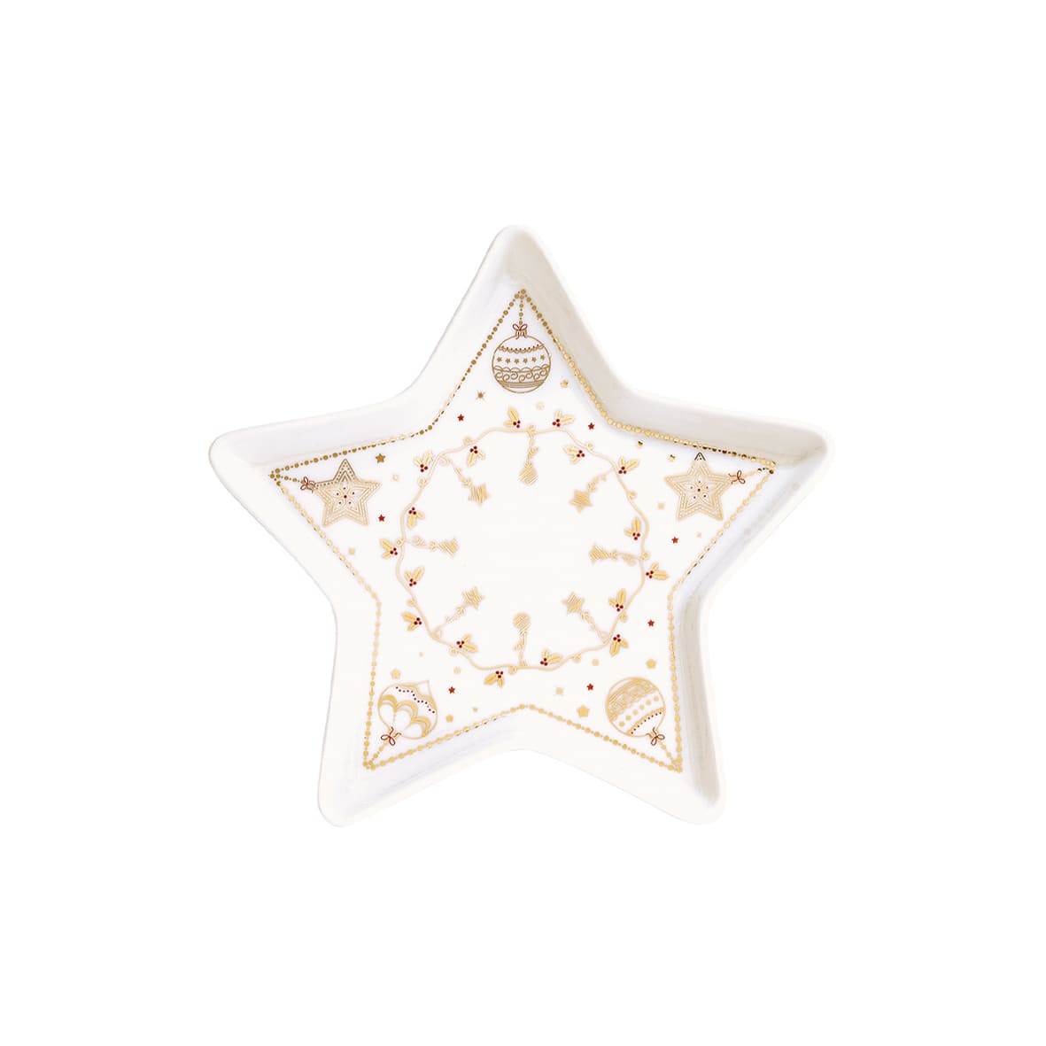 Piatto a stella Christmas Lights Easy Life in porcellana con decoro oro 19,5 cm