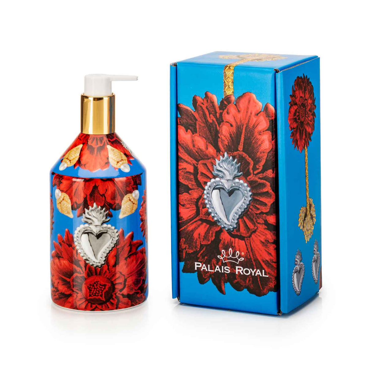 PALAIS ROYAL - Dispenser per Sapone Portasapone 18cm Blu Argento Porcellana