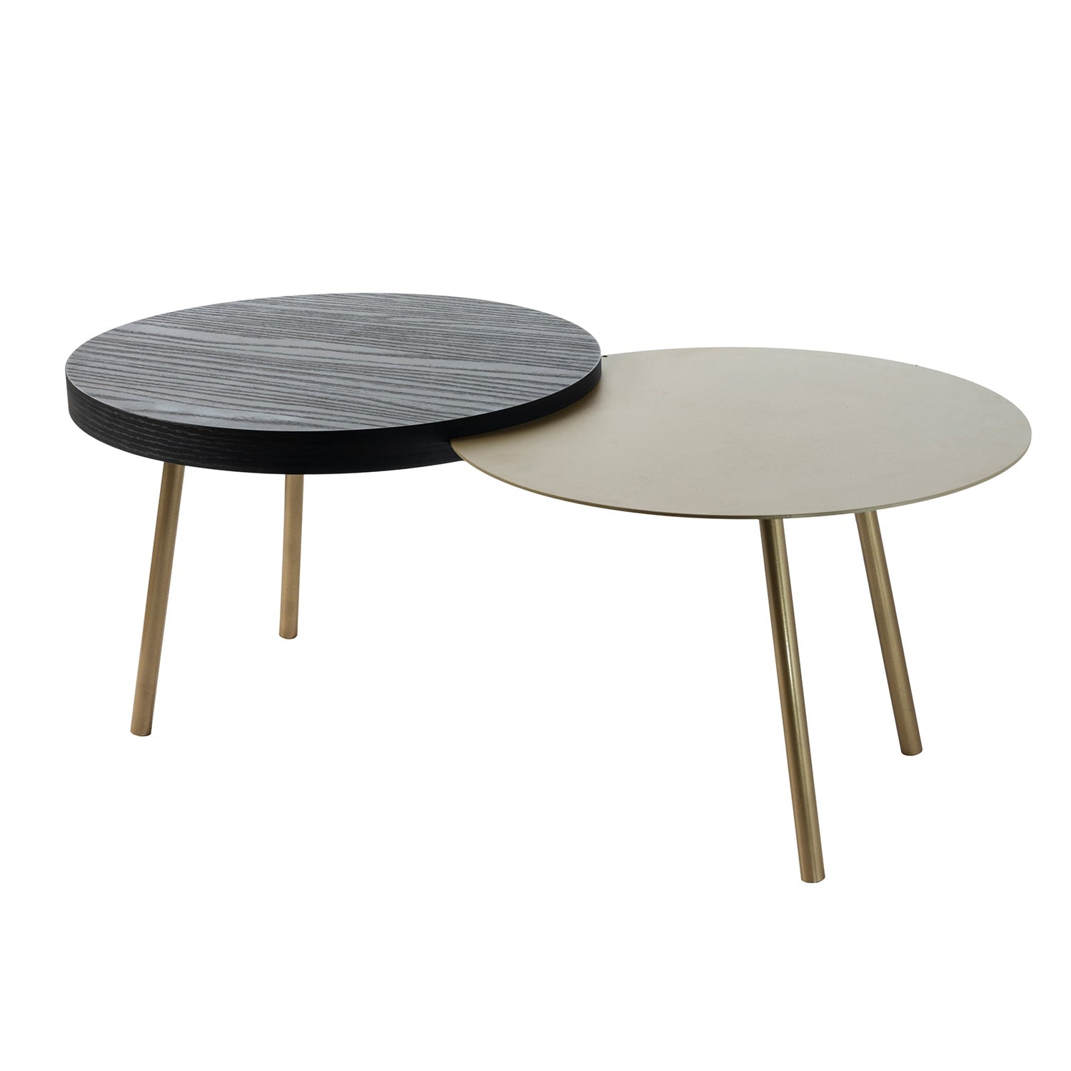 ARTI & MESTIERI Tavolino da Soggiorno Moderno Packtop Piccolo Base Oro Laccato Sabbia Finitura Wengè