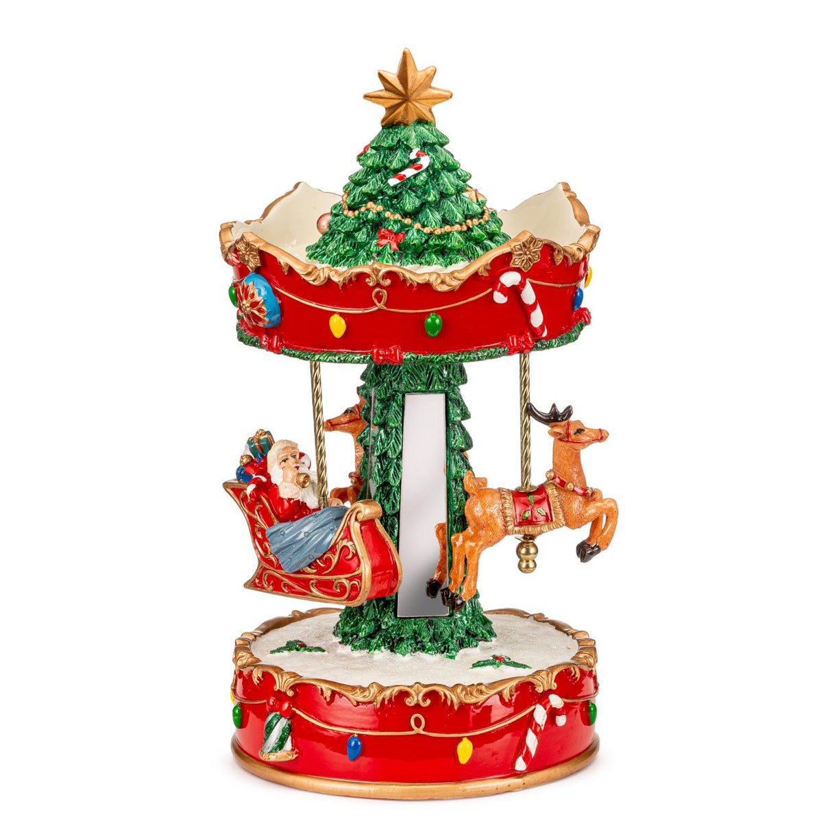 PALAIS ROYAL Carillon Natalizio Giostra con Movimento 25cm Resina