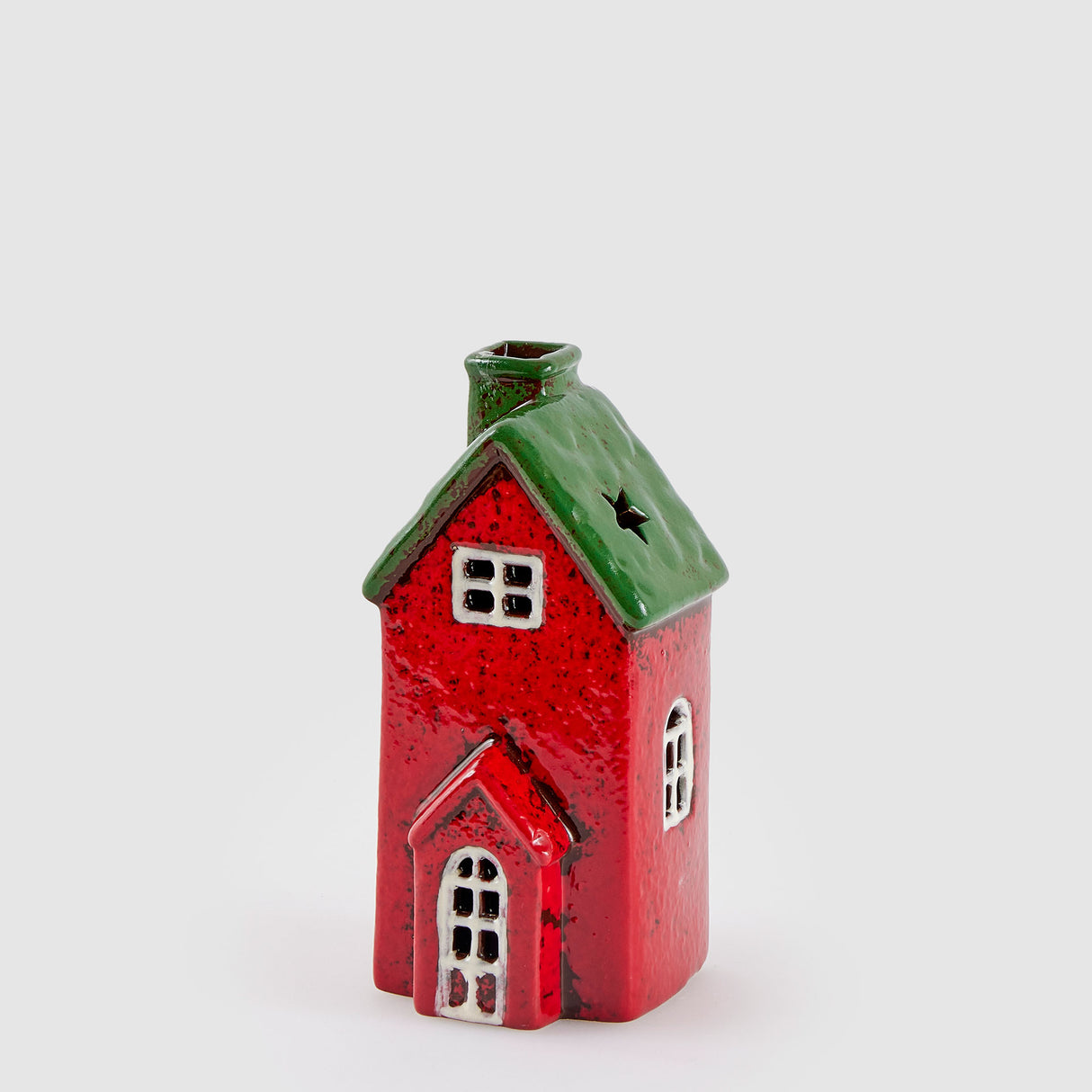 EDG Enzo De Gasperi Decorazione Natalizia Casetta con Led 15,5x7cm Rosso Ceramica