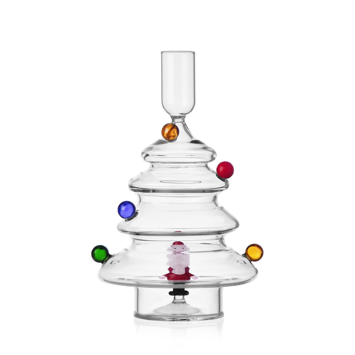 ICHENDORF Christmas Tales Candeliere Babbo Natale e Palline Colorate 18,5cm Vetro Borosilicato