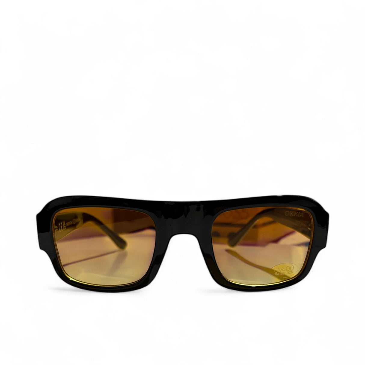 OKKIA Atene Occhiali da Sole Unisex Nero Lenti Arancio