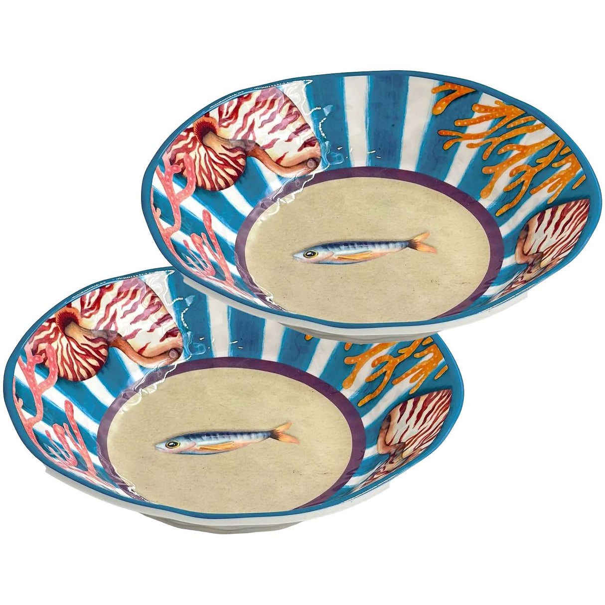 ROSE & TULIPANI Litorale Piatto Fondo Set 2 Pezzi 21cm Melamina