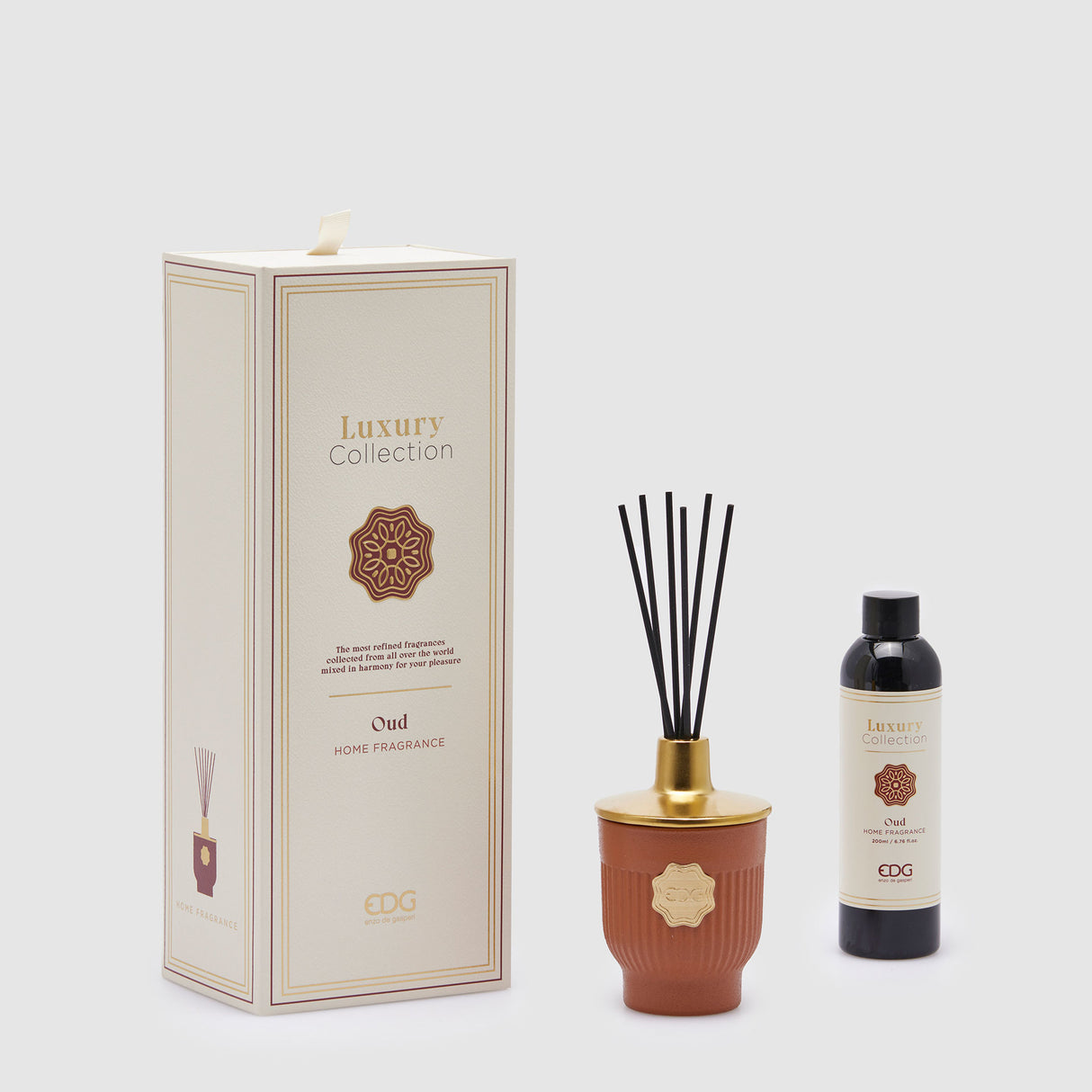 Diffusore a bastoncini EDG in vetro rosso 200 ml 12 cm