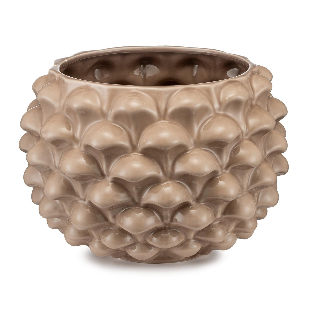 PALAIS ROYAL Vaso Porta Piante Mezza Pigna 35x24cm Tortora Ceramica