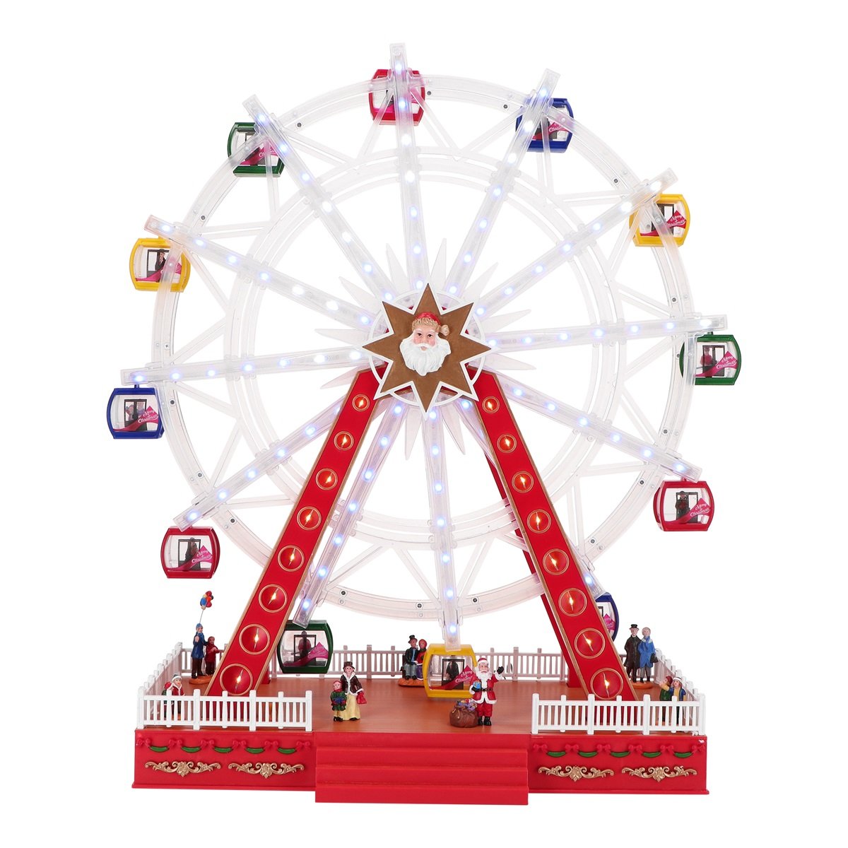 TIMSTOR Villaggio di Natale Ruota Panoramica con Movimento Musica e LED 65cm