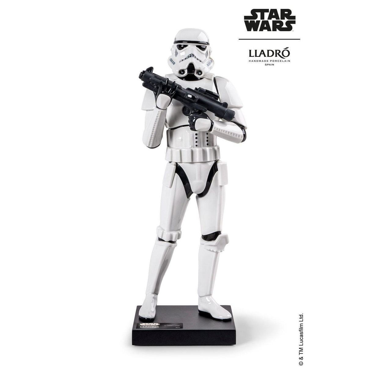 Scultura Stormtrooper Lladrò in porcellana bianca lucida 40x16 cm