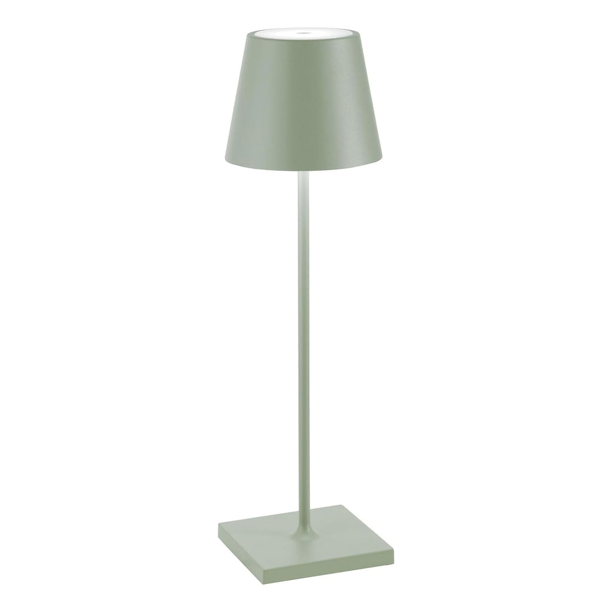 ZAFFERANO Poldina PRO Lampada da Tavolo 38cm LED Ricaricabile Senza Fili Salvia Alluminio