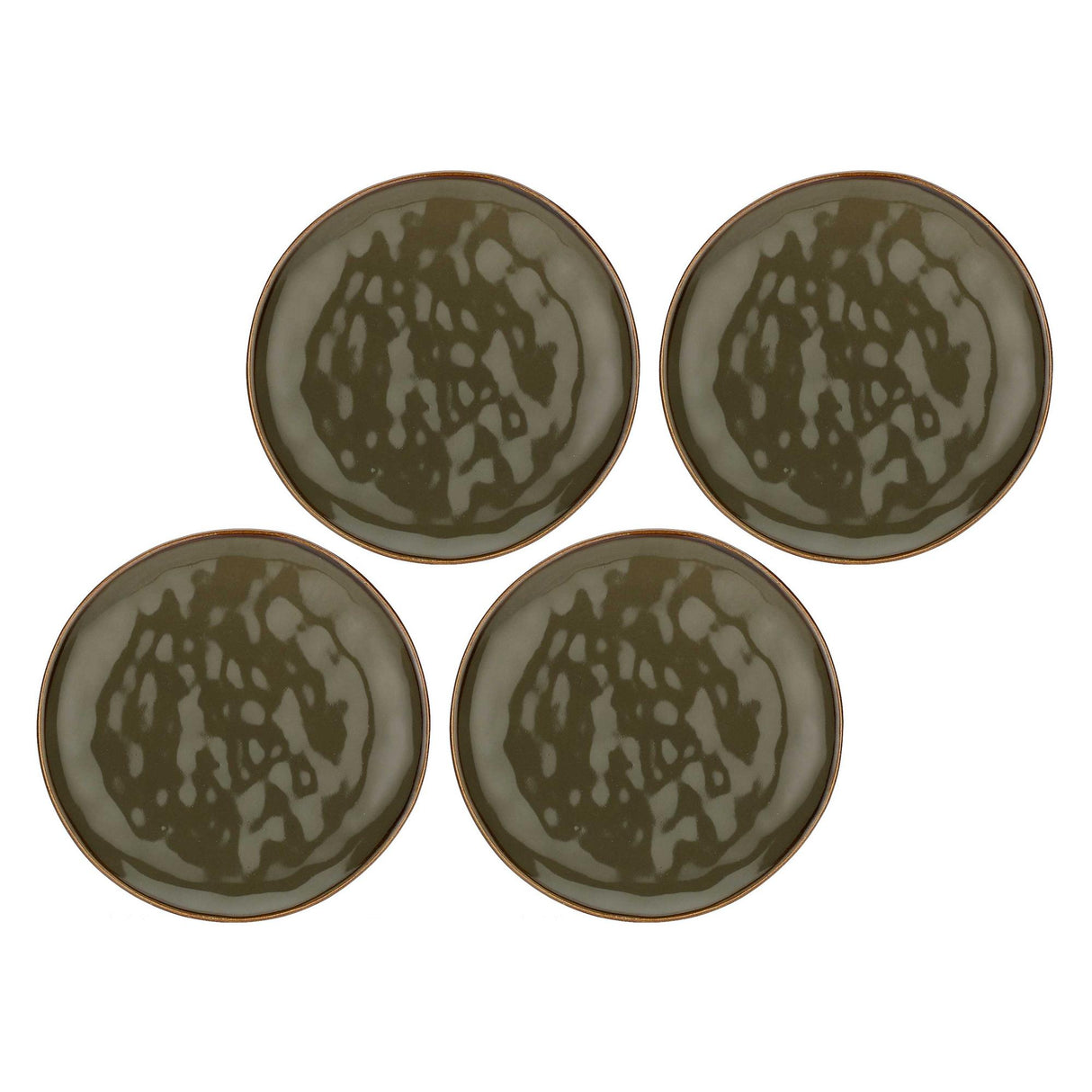 ROSE & TULIPANI Concerto Piatto Frutta Colazione Grigio Tortora 20cm Set 4 Pezzi Stoneware