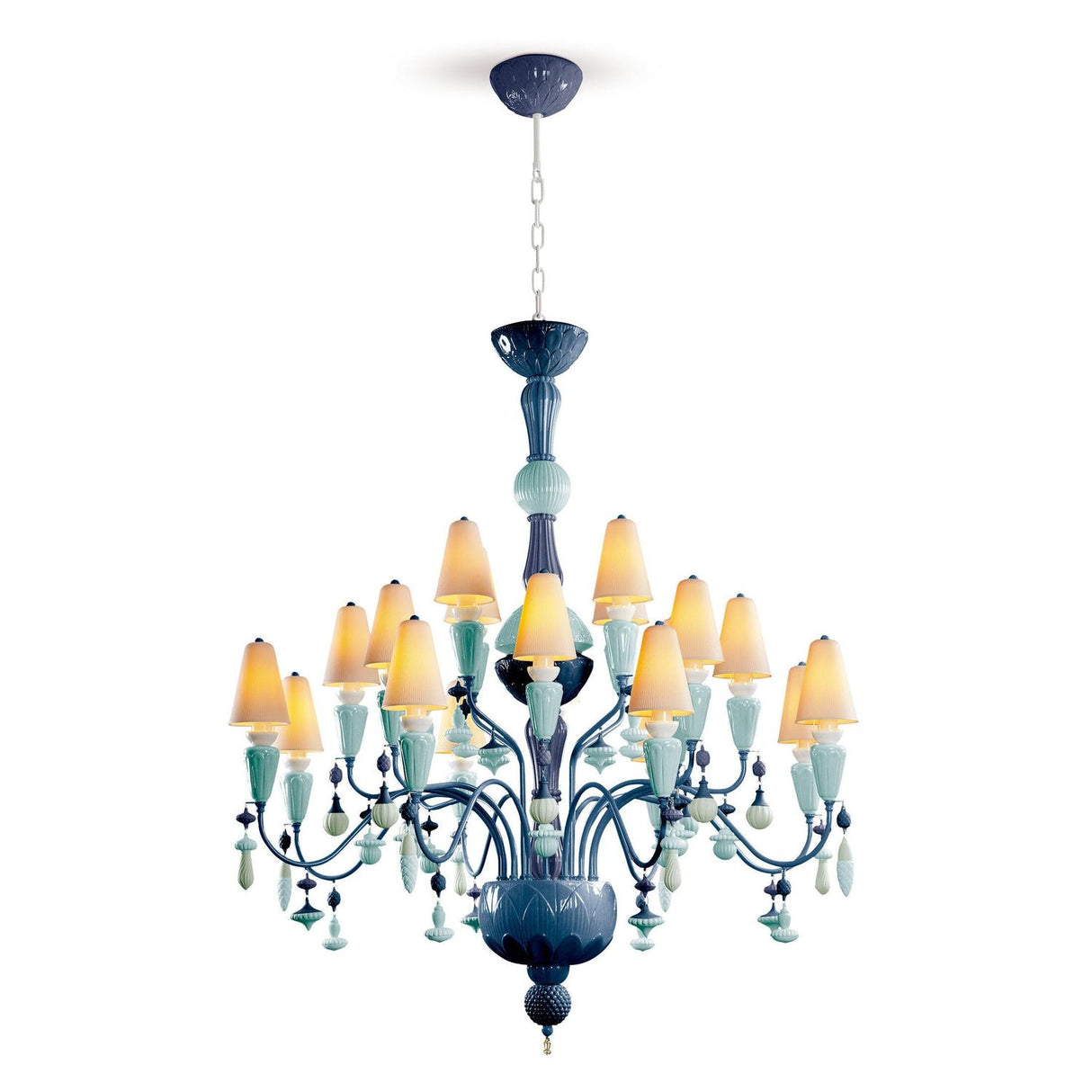 LLADRO' Chandelier Ivy e Seed 20 Luci Medio Oceano 138x115cm Porcellana