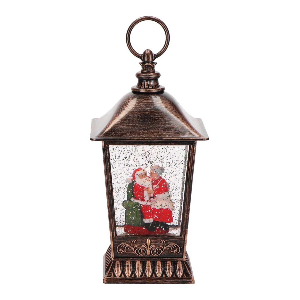 TIMSTOR Lanterna Globo di Neve con Babbo e Mamma Natale 27cm