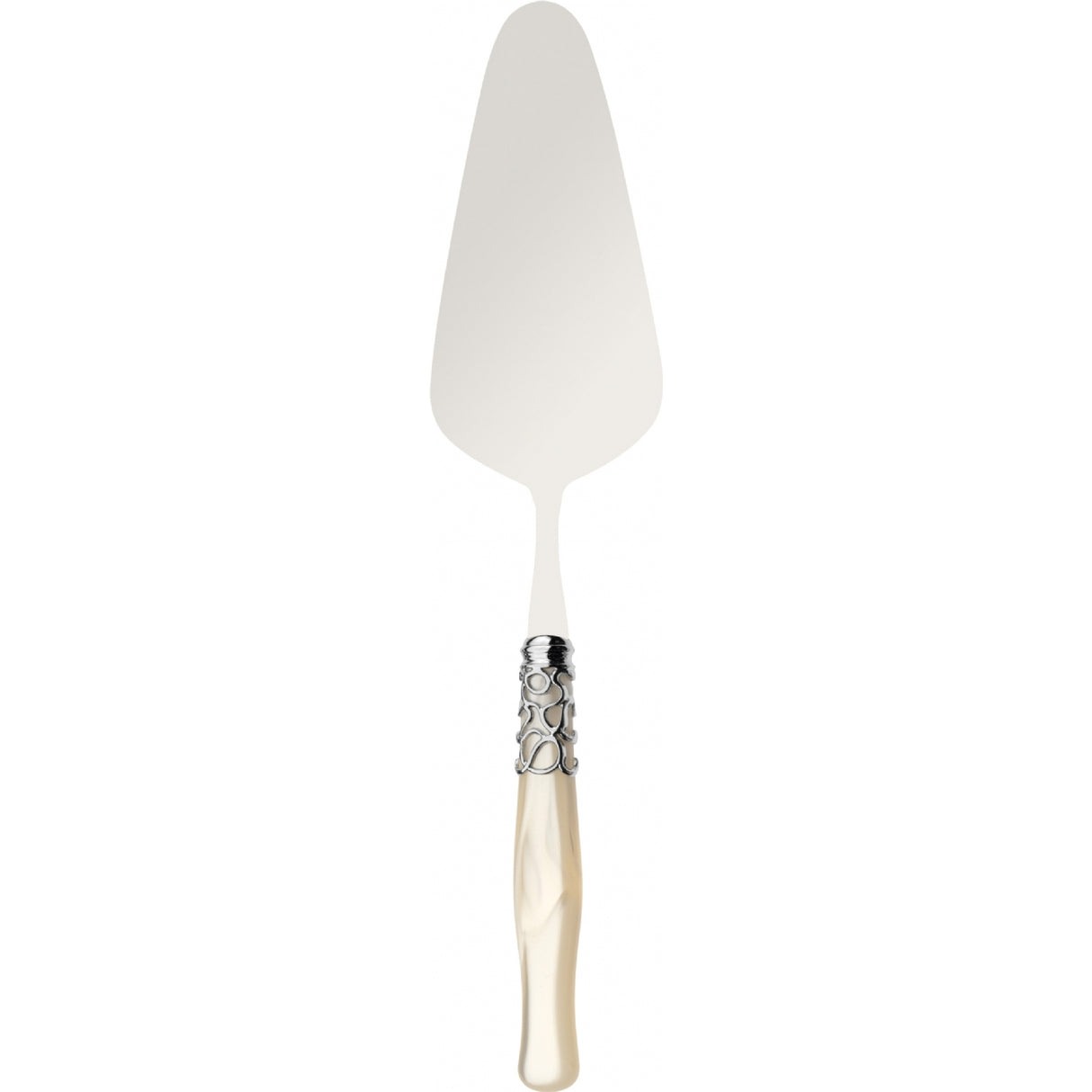 BUGATTI Selene Cake Server Dessert Ivory Handle Mother of Pearl Finish Chrome Ring 27cm