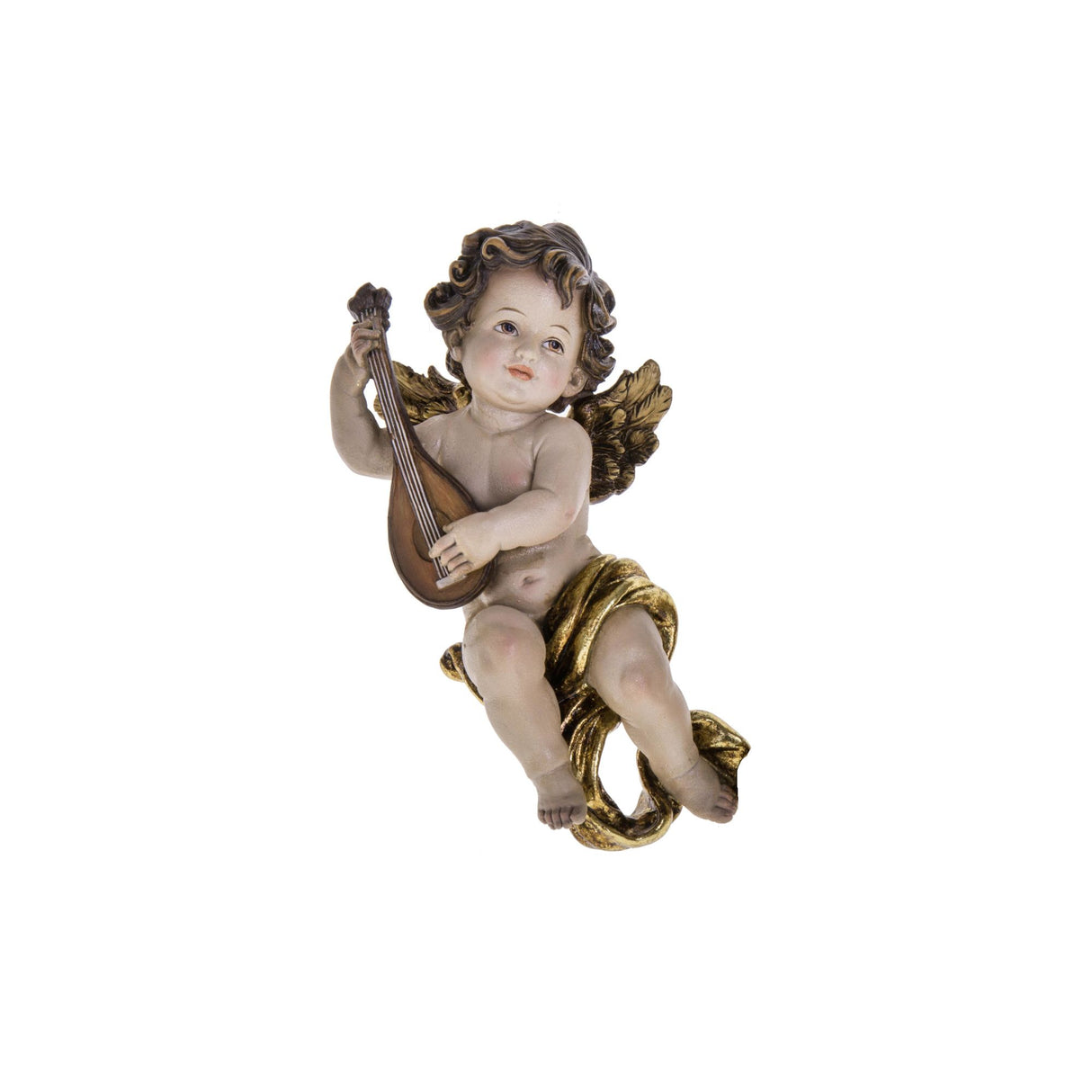 BIANCHI DINO - Cherub Angel w/ Mandolin Christmas Decoration 14 cm Resin