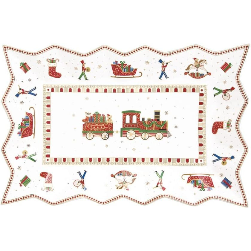 EASY LIFE Polar Express Piatto da Portata 35x23cm Porcellana Tavola di Natale