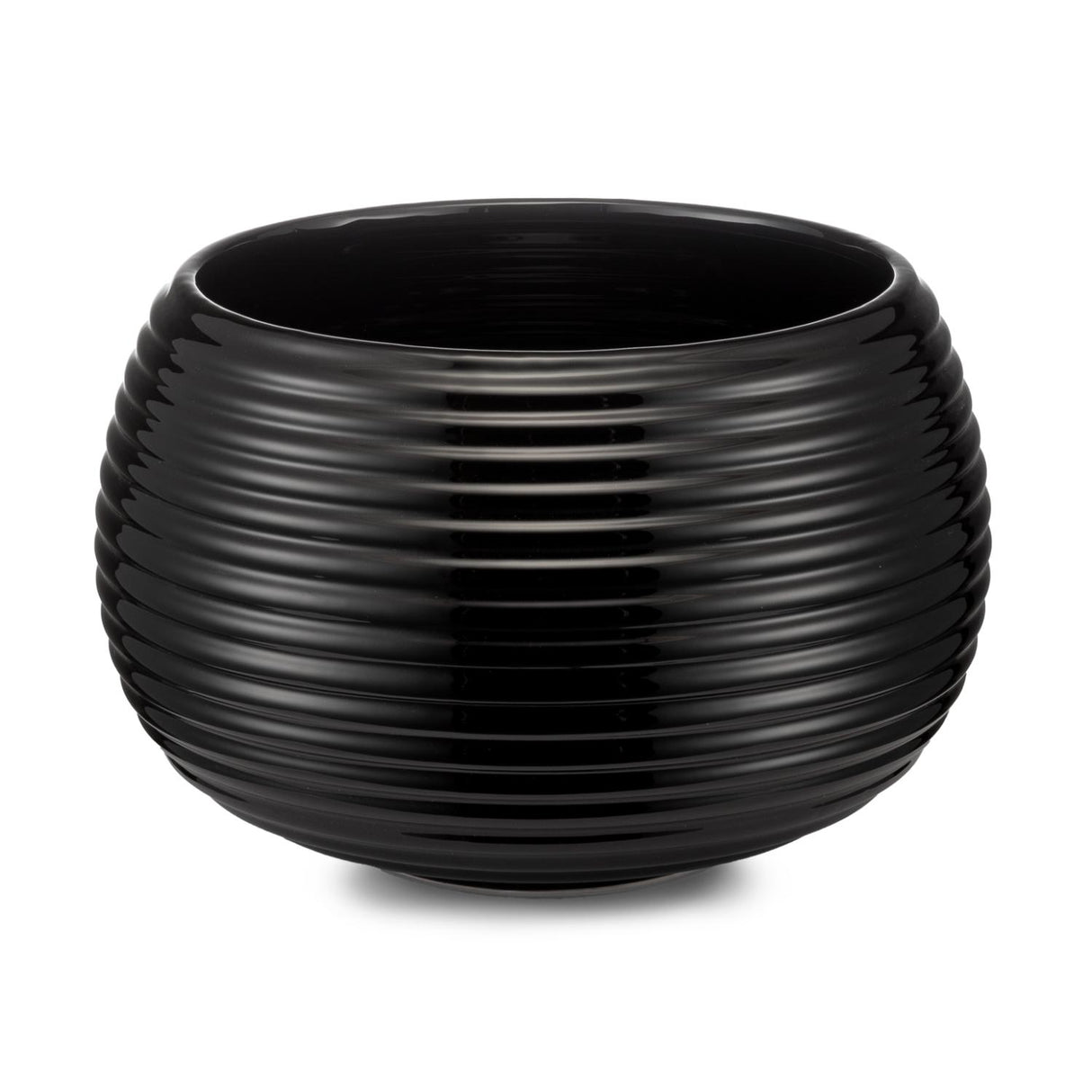 PALAIS ROYAL Vaso Porta Piante Righe 35x22cm Nero Ceramica