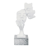 BONGELLI PREZIOSI Figure Modern Statue Couple Face 28cm White Marmorino Silver Base