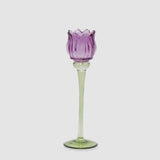 Portacandela Tulipano EDG in vetro viola 27x8 cm