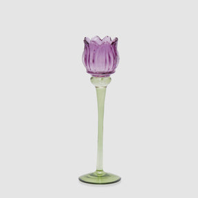 Portacandela Tulipano EDG in vetro viola 27x8 cm
